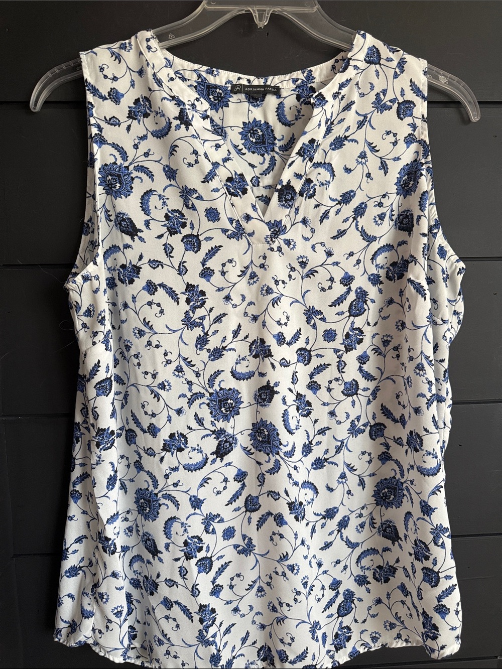 Adrianna Papell Sleeveless Blouse White/Blue XL
